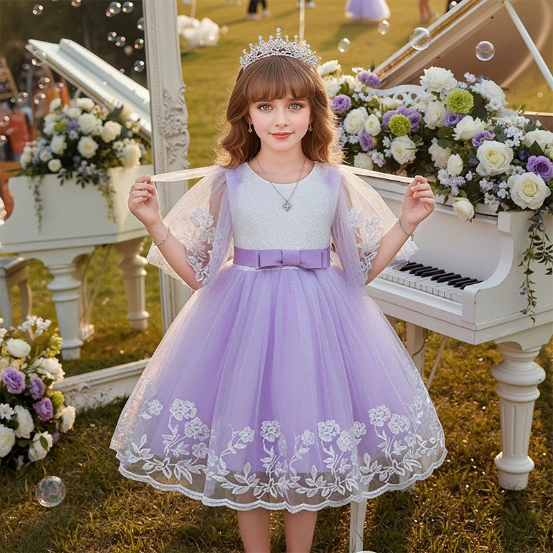 Mesh Lace Bow Lace Half Sleeve Midi Dresses - image 19