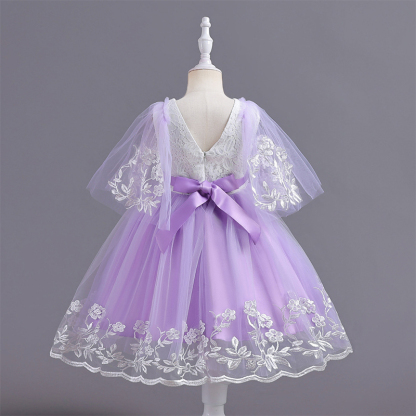 Mesh Lace Bow Lace Half Sleeve Midi Dresses - image 22