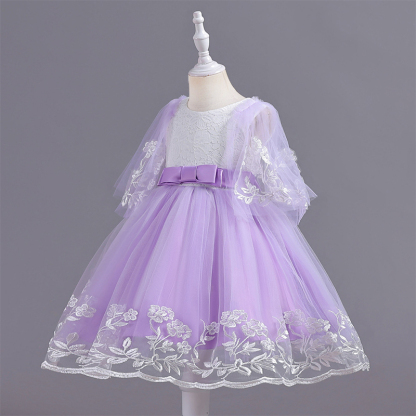 Mesh Lace Bow Lace Half Sleeve Midi Dresses - image 21