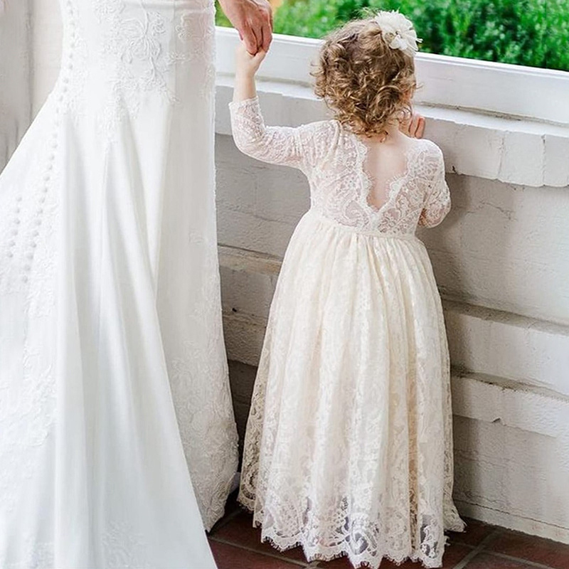 Lace Backless Long Sleeve Maxi Dresses - image 6