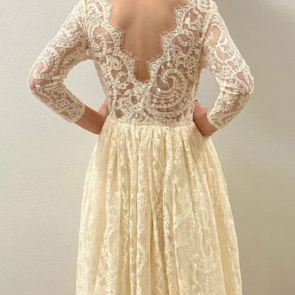 Lace Backless Long Sleeve Maxi Dresses - image 10