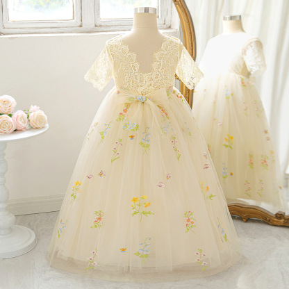 Lace Backless Lace Edge Long Sleeve Maxi Dresses - image 7