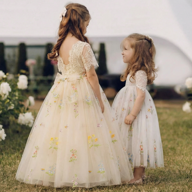 Lace Backless Lace Edge Long Sleeve Maxi Dresses - image 2