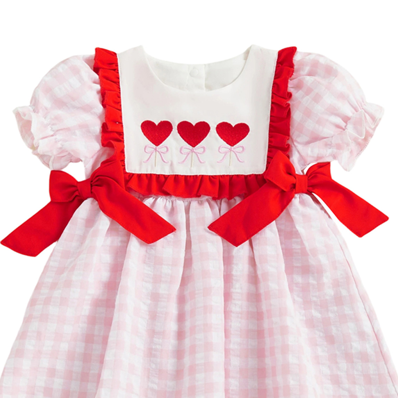 Cotton-blend Bow Embroidery Short Sleeve Midi Dresses - image 4