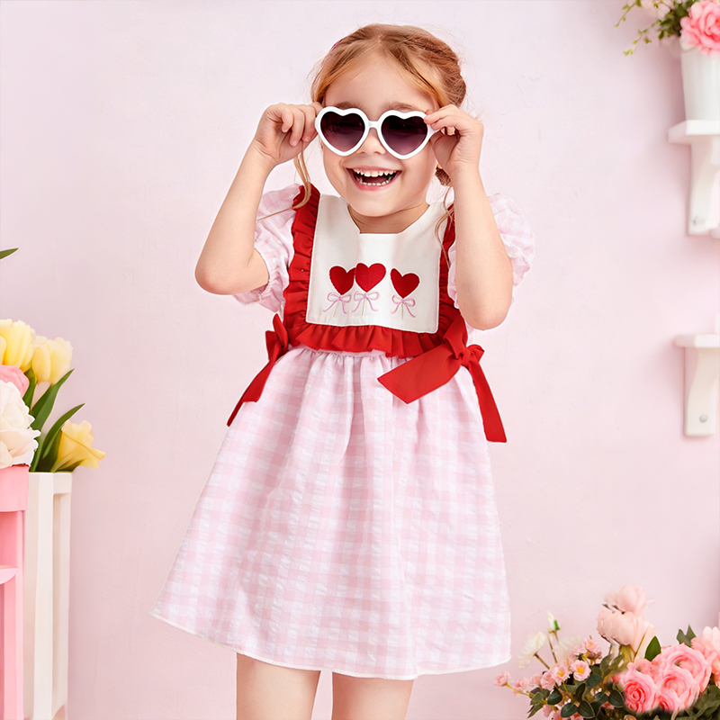 Cotton-blend Bow Embroidery Short Sleeve Midi Dresses - image 2