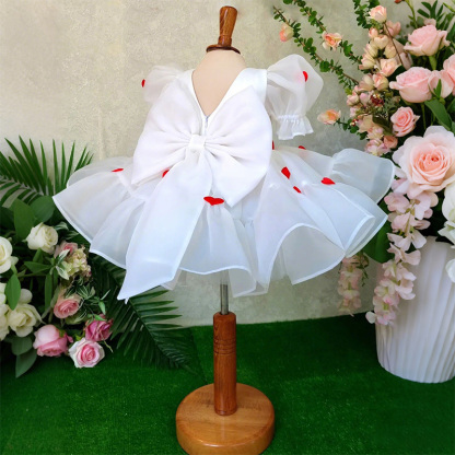 Organza Bow Flouncing Short Sleeve Midi Dresses - image 2