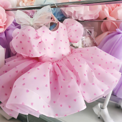 Organza Bow Printing Short Sleeve Midi Dresses - image 3