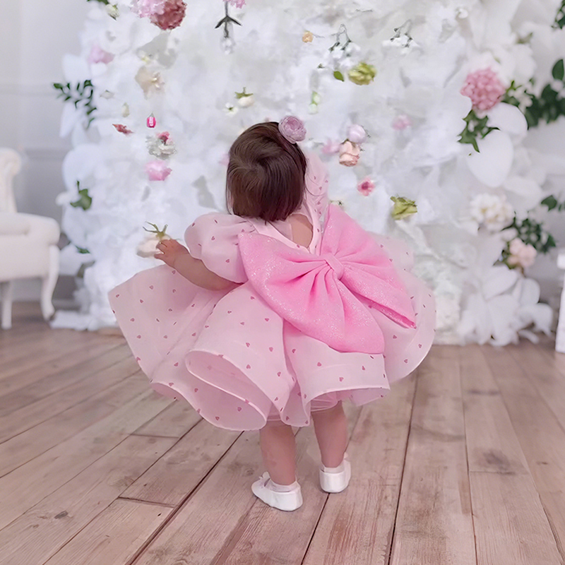 Organza Bow Printing Short Sleeve Midi Dresses - image 4