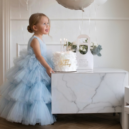 Mesh Tiered Sleeveless Maxi Dresses - image 3