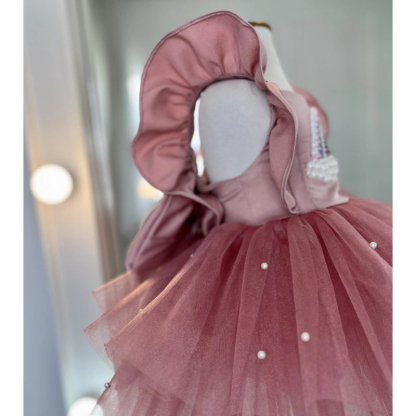 Satin Mesh Bow Imitation Pearls Cap Sleeve Midi Dresses - image 5