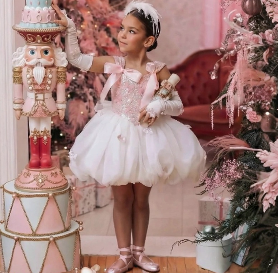 Chemical Fiber Blend Bow Knot Front Ballet Sleeveless Midi Dresses - Pink - 8Y - image 1