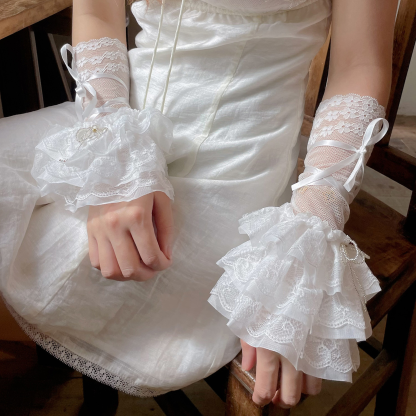 Solid Stitching Lace Gloves - image 8