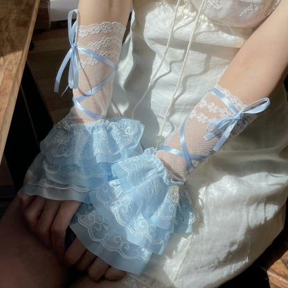 Solid Stitching Lace Gloves - image 11