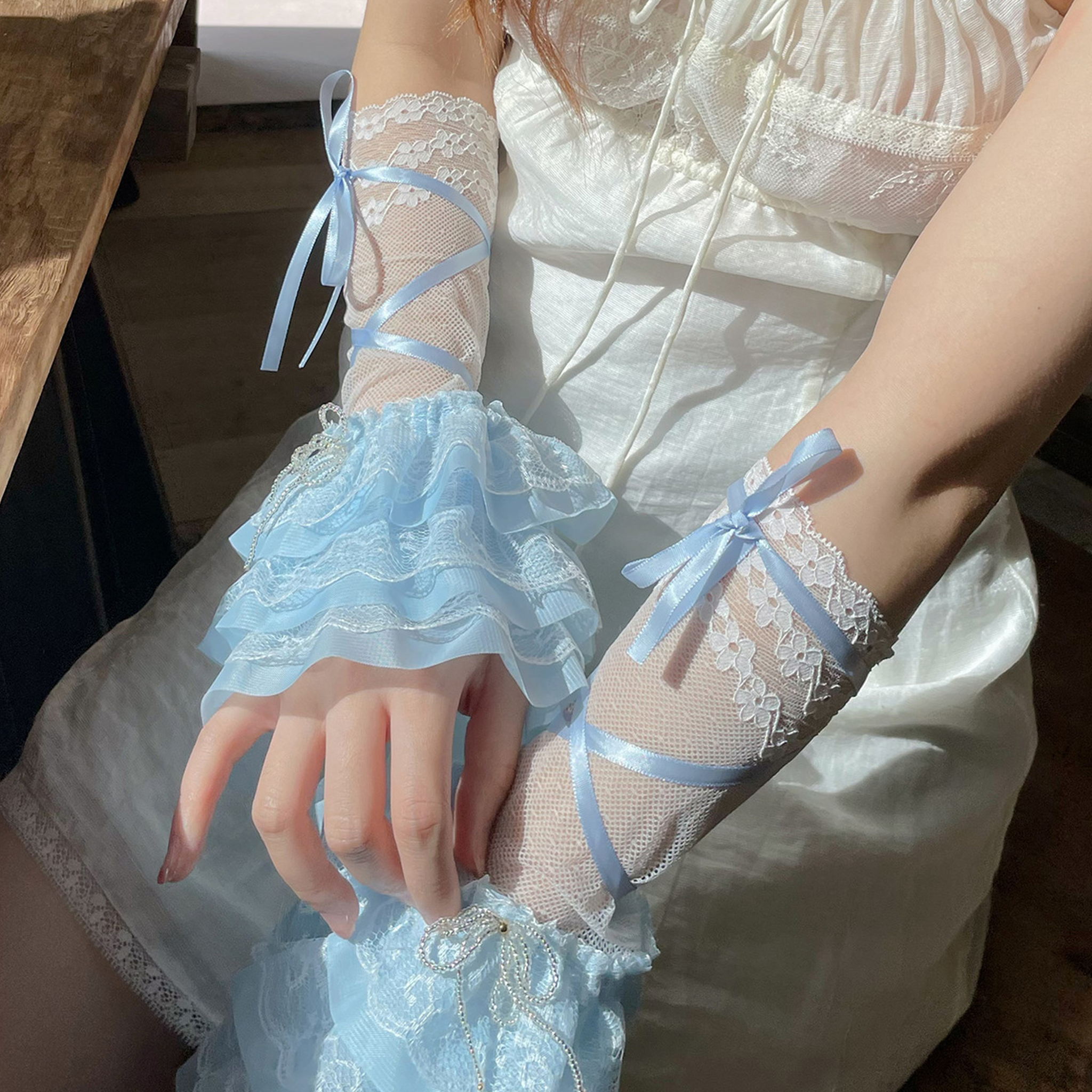 Solid Stitching Lace Gloves - image 12