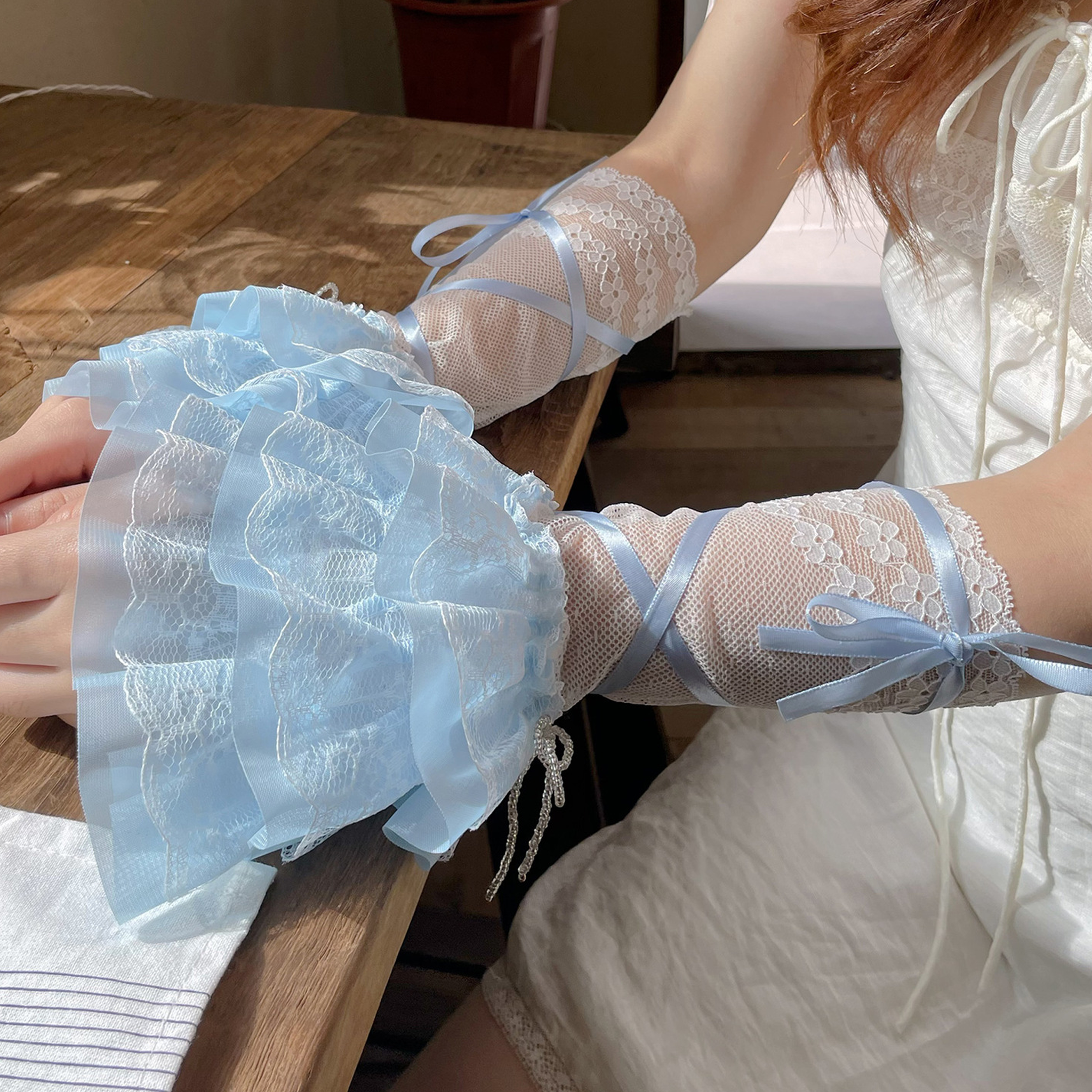 Solid Stitching Lace Gloves - image 13