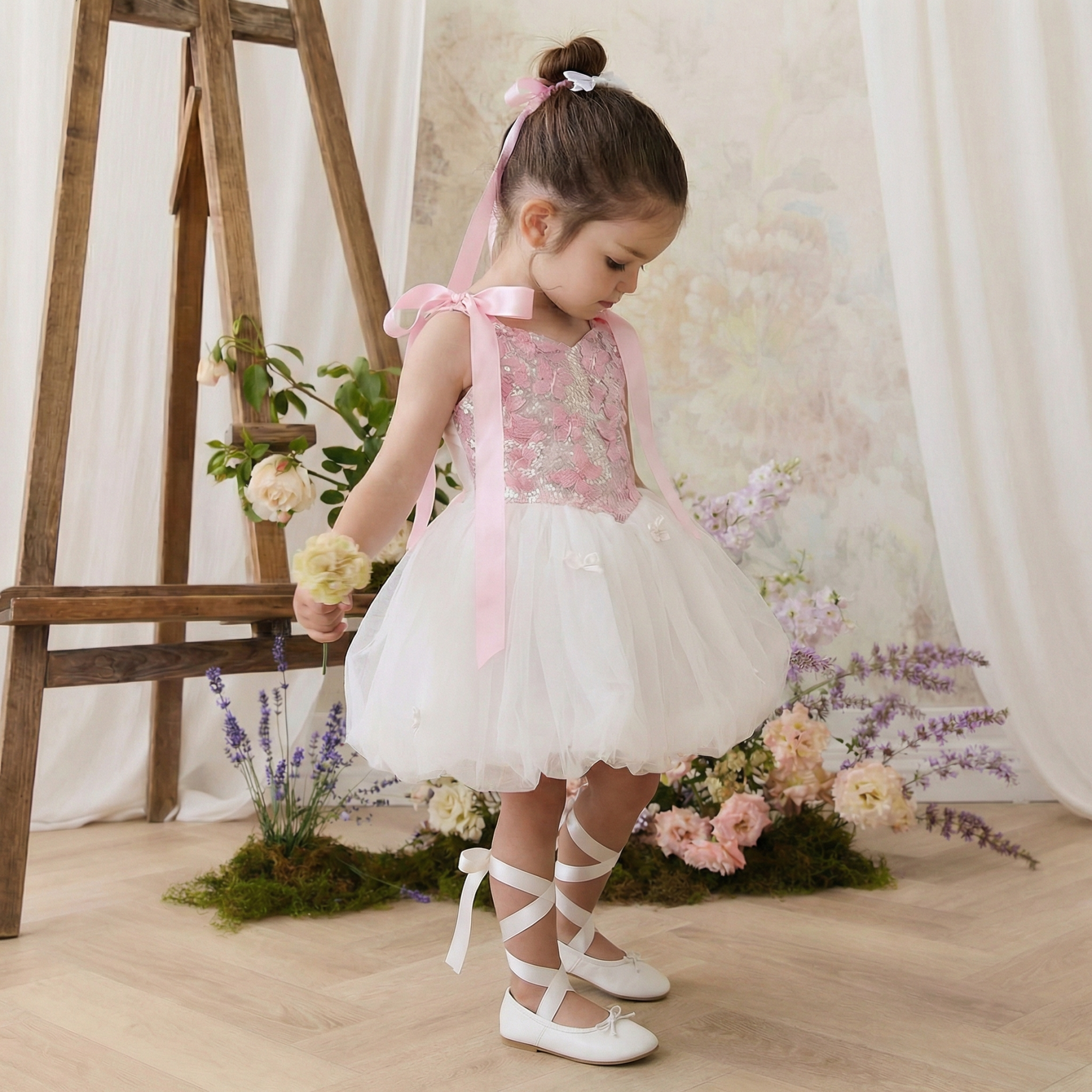 Chemical Fiber Blend Bow Knot Front Ballet Sleeveless Midi Dresses - image 3