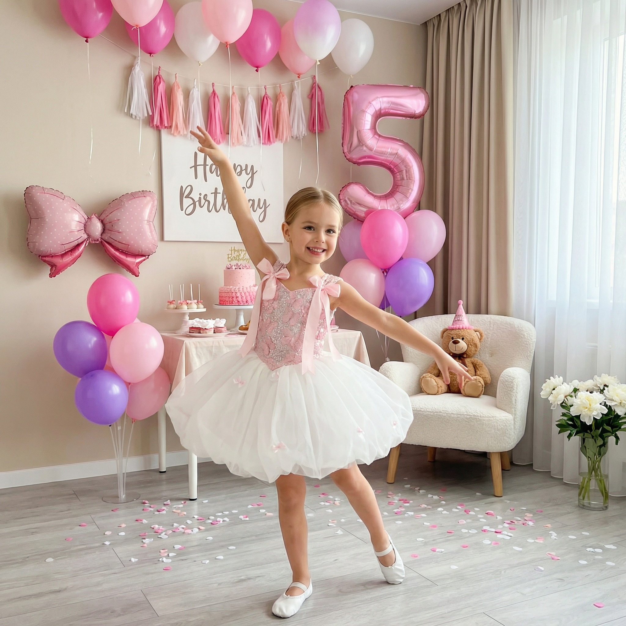 Chemical Fiber Blend Bow Knot Front Ballet Sleeveless Midi Dresses - image 4