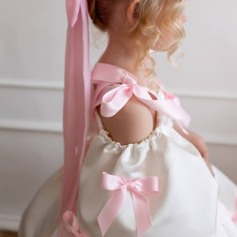 Satin Bow Short Sleeve Regular Dresses - image 4