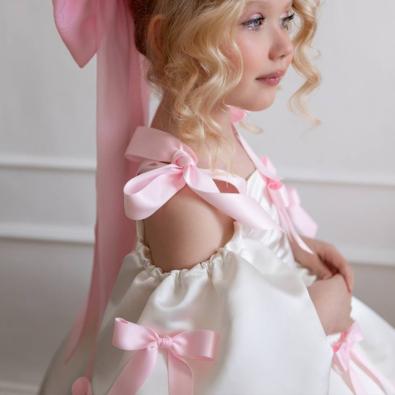 Satin Bow Short Sleeve Regular Dresses - image 5