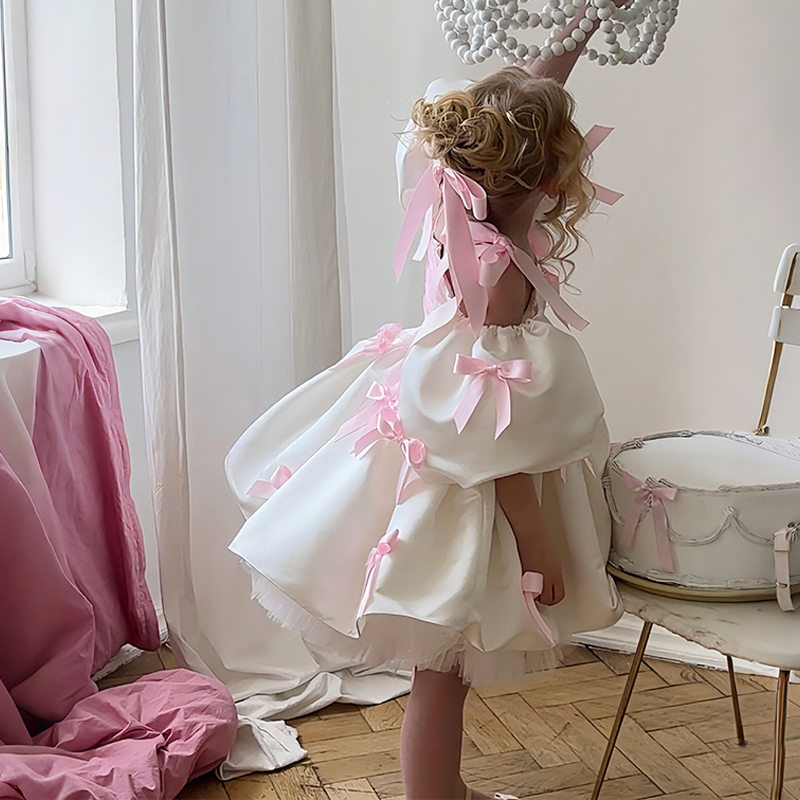 Satin Bow Short Sleeve Regular Dresses - image 3