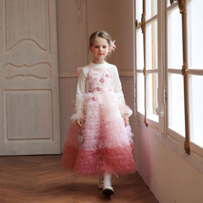 Mesh Satin Folds Bow Beading Rosette Sequins Sleeveless Maxi Dresses - image 4