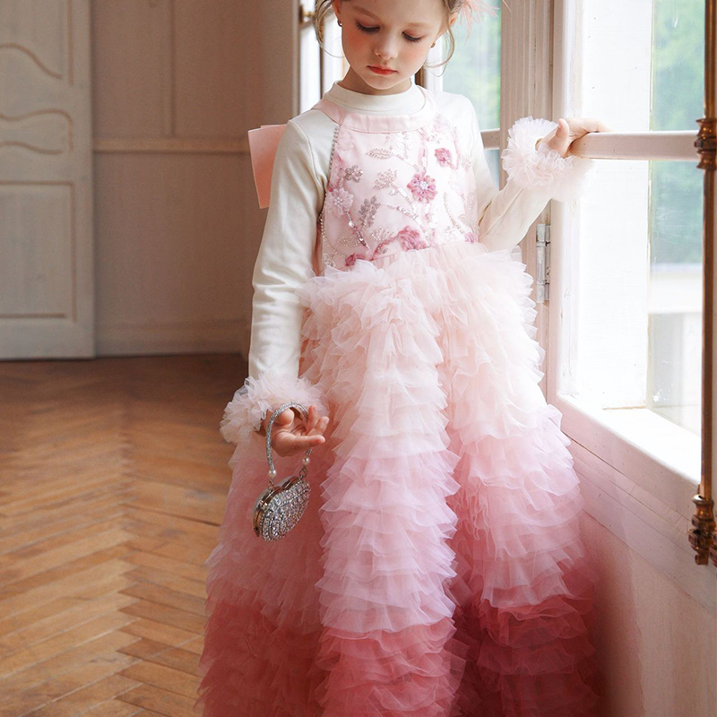 Mesh Satin Folds Bow Beading Rosette Sequins Sleeveless Maxi Dresses - image 9