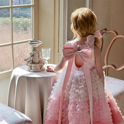 Mesh Satin Folds Bow Beading Rosette Sequins Sleeveless Maxi Dresses - image 17