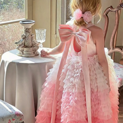 Mesh Satin Folds Bow Beading Rosette Sequins Sleeveless Maxi Dresses - image 1