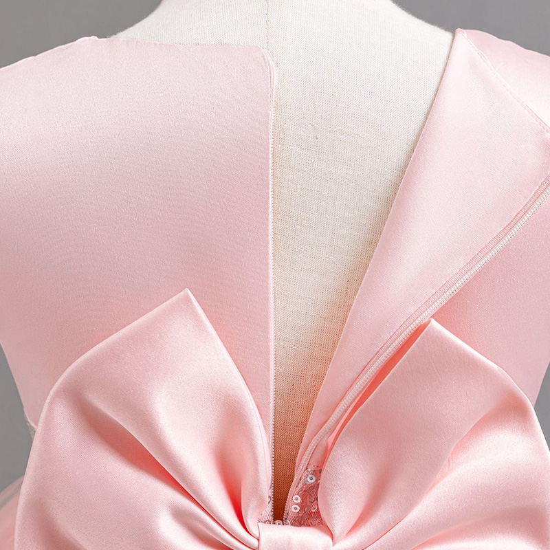 Mesh Satin Bow Sequins Embroidery Sleeveless Regular Dresses - image 9