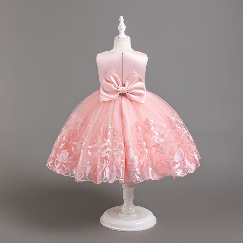 Mesh Satin Bow Sequins Embroidery Sleeveless Regular Dresses - image 3
