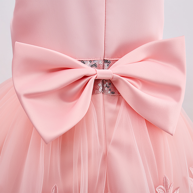 Mesh Satin Bow Sequins Embroidery Sleeveless Regular Dresses - image 10