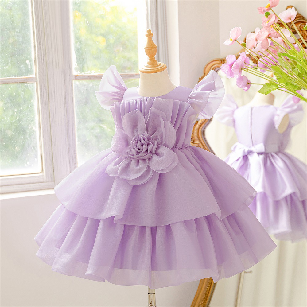 Organza Rosette Cap Sleeve Midi Dresses - image 2
