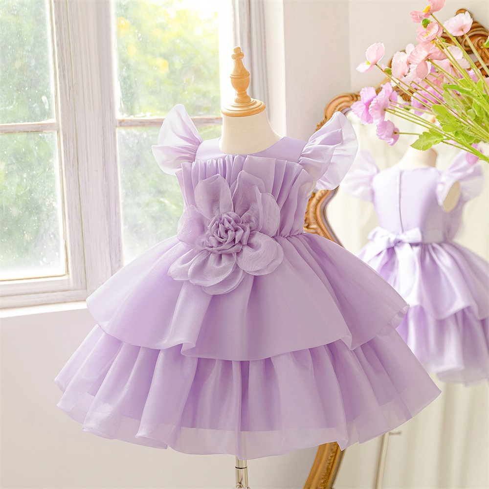Organza Rosette Cap Sleeve Midi Dresses - image 2
