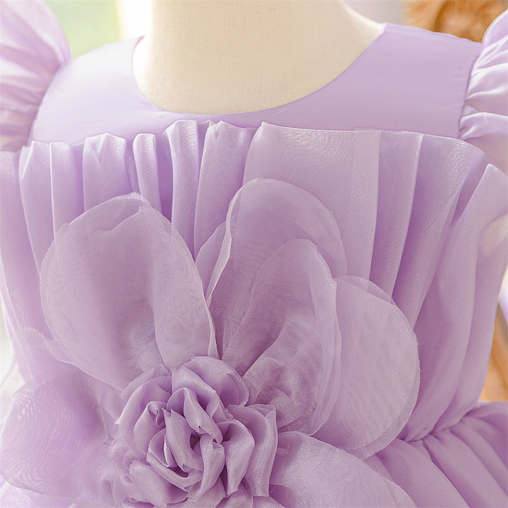 Organza Rosette Cap Sleeve Midi Dresses - image 4