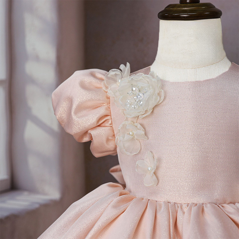 Satin Rosette Bow Short Sleeve Midi Dresses - image 4