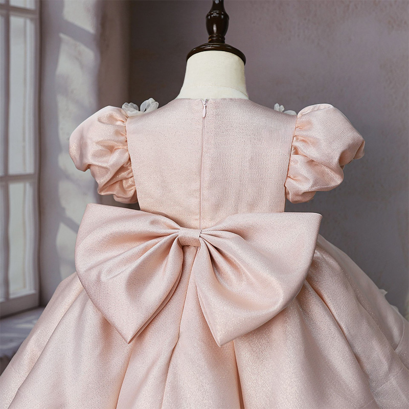 Satin Rosette Bow Short Sleeve Midi Dresses - image 5