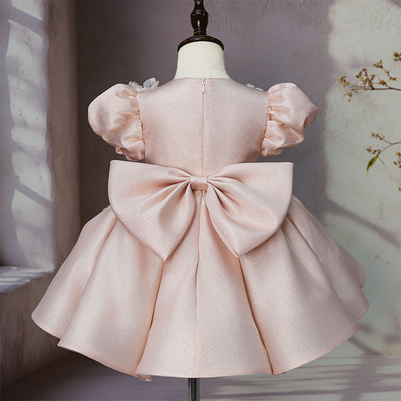 Satin Rosette Bow Short Sleeve Midi Dresses - image 2