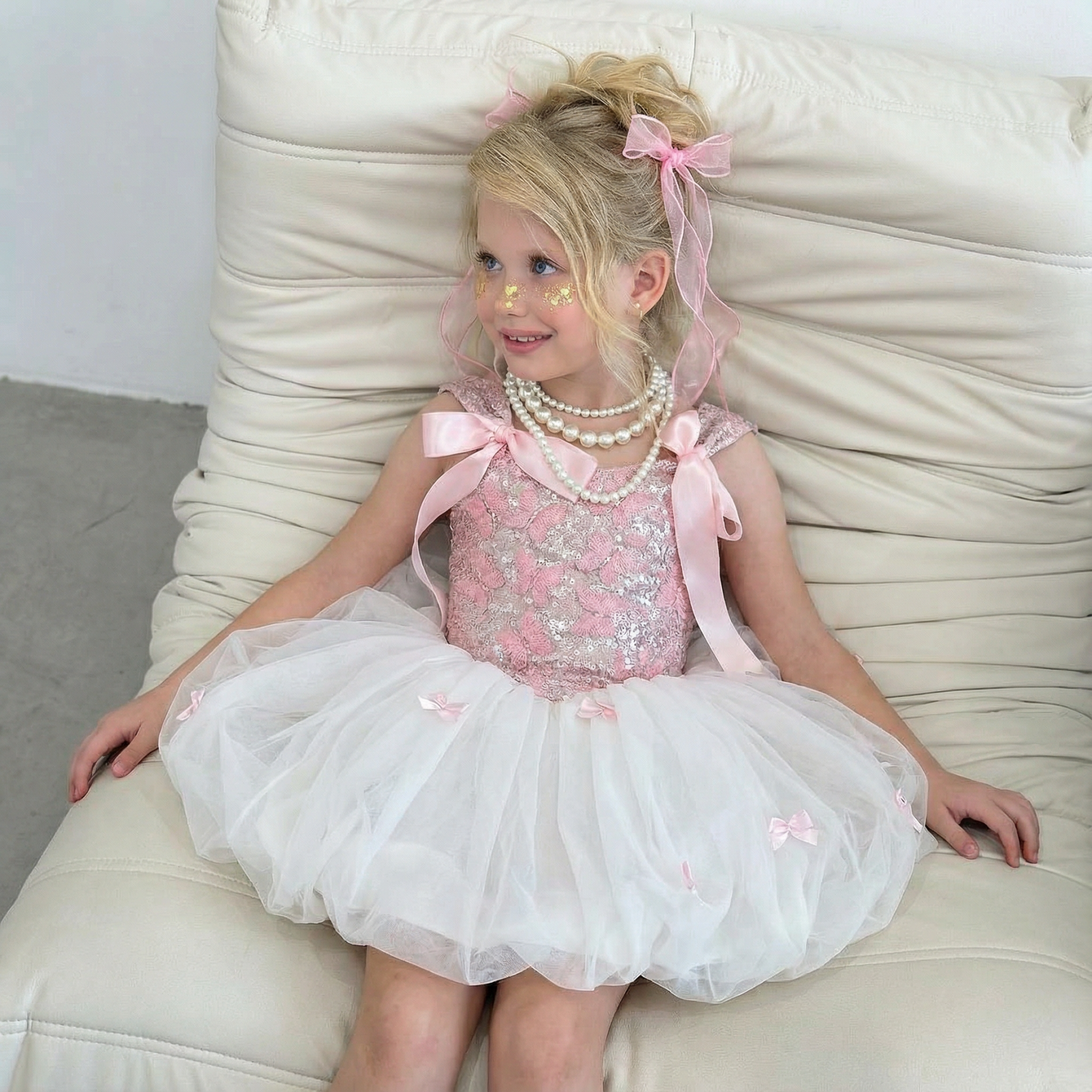 Chemical Fiber Blend Bow Knot Front Ballet Sleeveless Midi Dresses - image 2