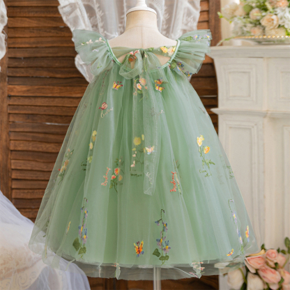 Mesh Floral-embroidered Cap Sleeve Midi Dresses - image 2