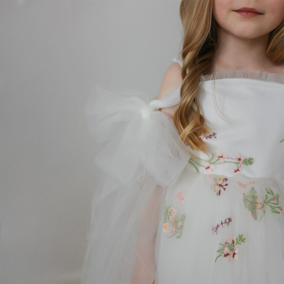 Mesh Floral-embroidered Sleeveless Mid-long Dresses - image 39