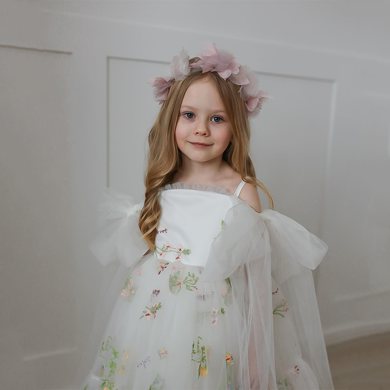 Mesh Floral-embroidered Sleeveless Mid-long Dresses - image 38