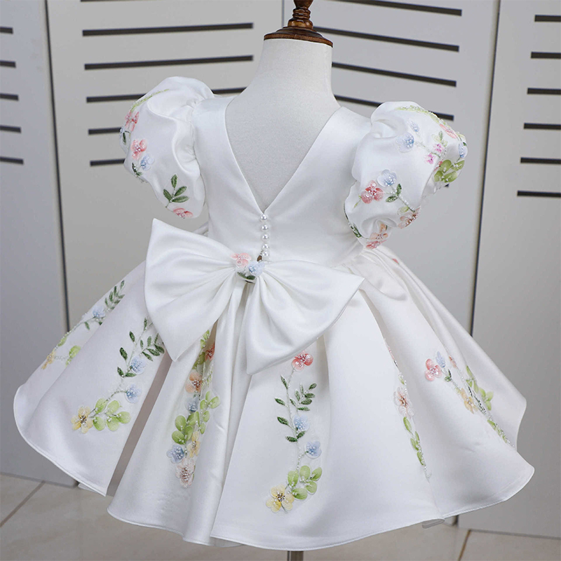 Satin Rosette Bow Short Sleeve Midi Dresses - image 2