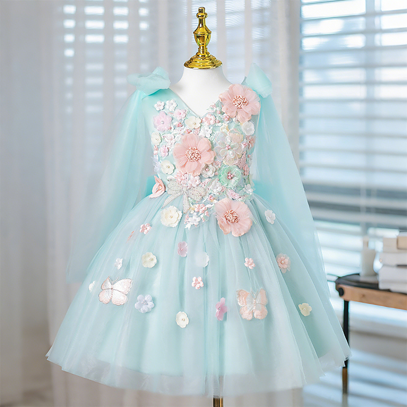 Mesh Rosette Bow Sleeveless Midi Dresses - Pastel Mint - 15-16Y - image 1