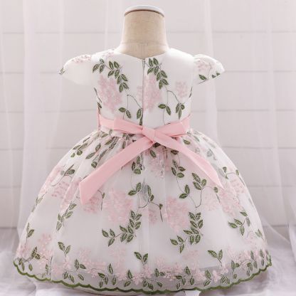 Mesh Bow Rosette Cap Sleeve Midi Dresses - image 4