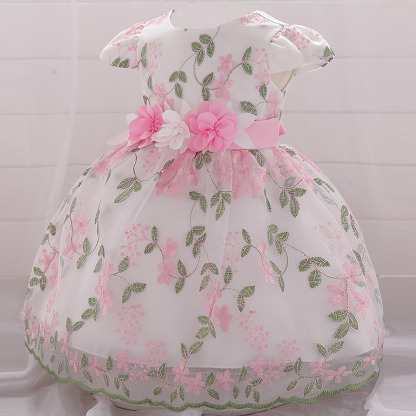 Mesh Bow Rosette Cap Sleeve Midi Dresses - image 9