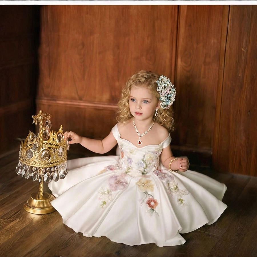 Satin Floral-embroidered Sleeveless Midi Dresses - image 2