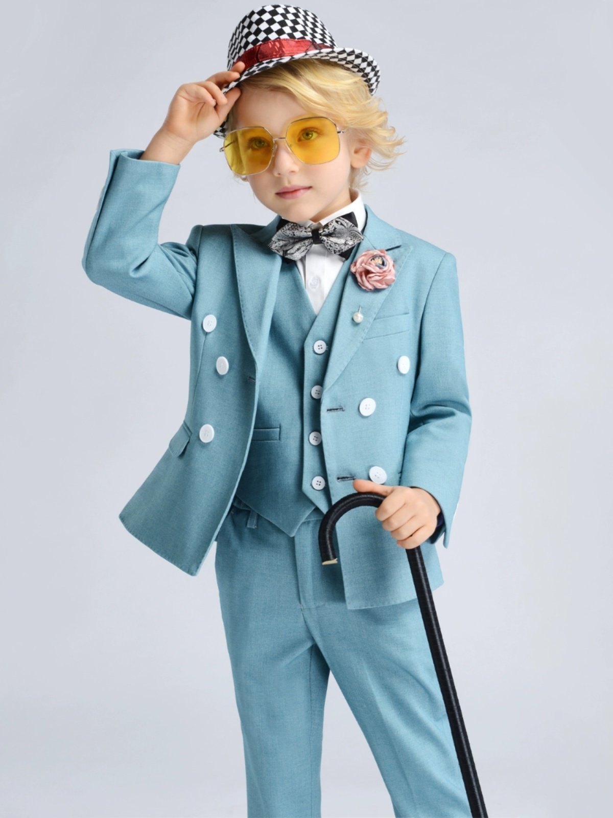 Chemical Fiber Blend Button Long Sleeve Regular Six-piece Formal Suit - image 4