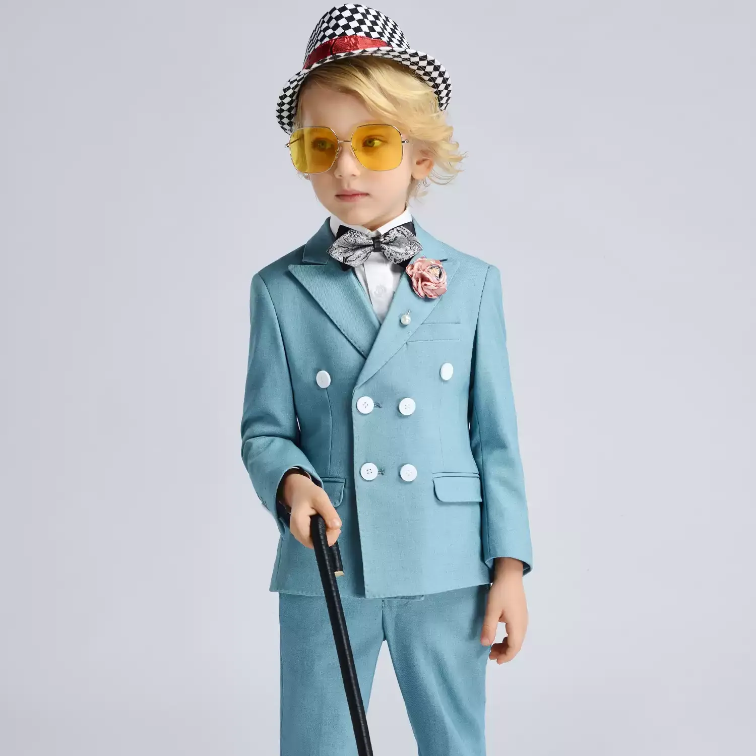 Chemical Fiber Blend Button Long Sleeve Regular Six-piece Formal Suit - image 5