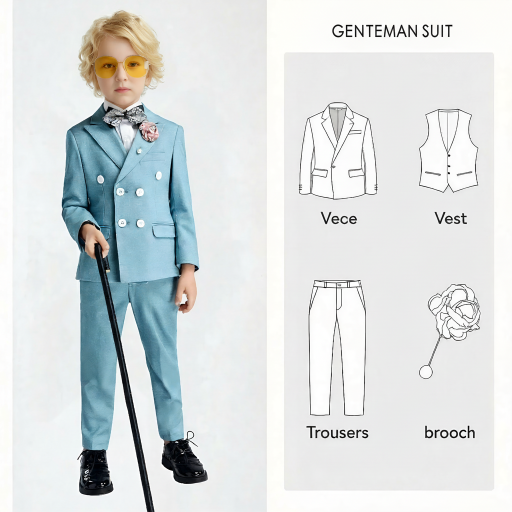 Chemical Fiber Blend Button Long Sleeve Regular Six-piece Formal Suit - 4-piece Set - 170cm - image 2