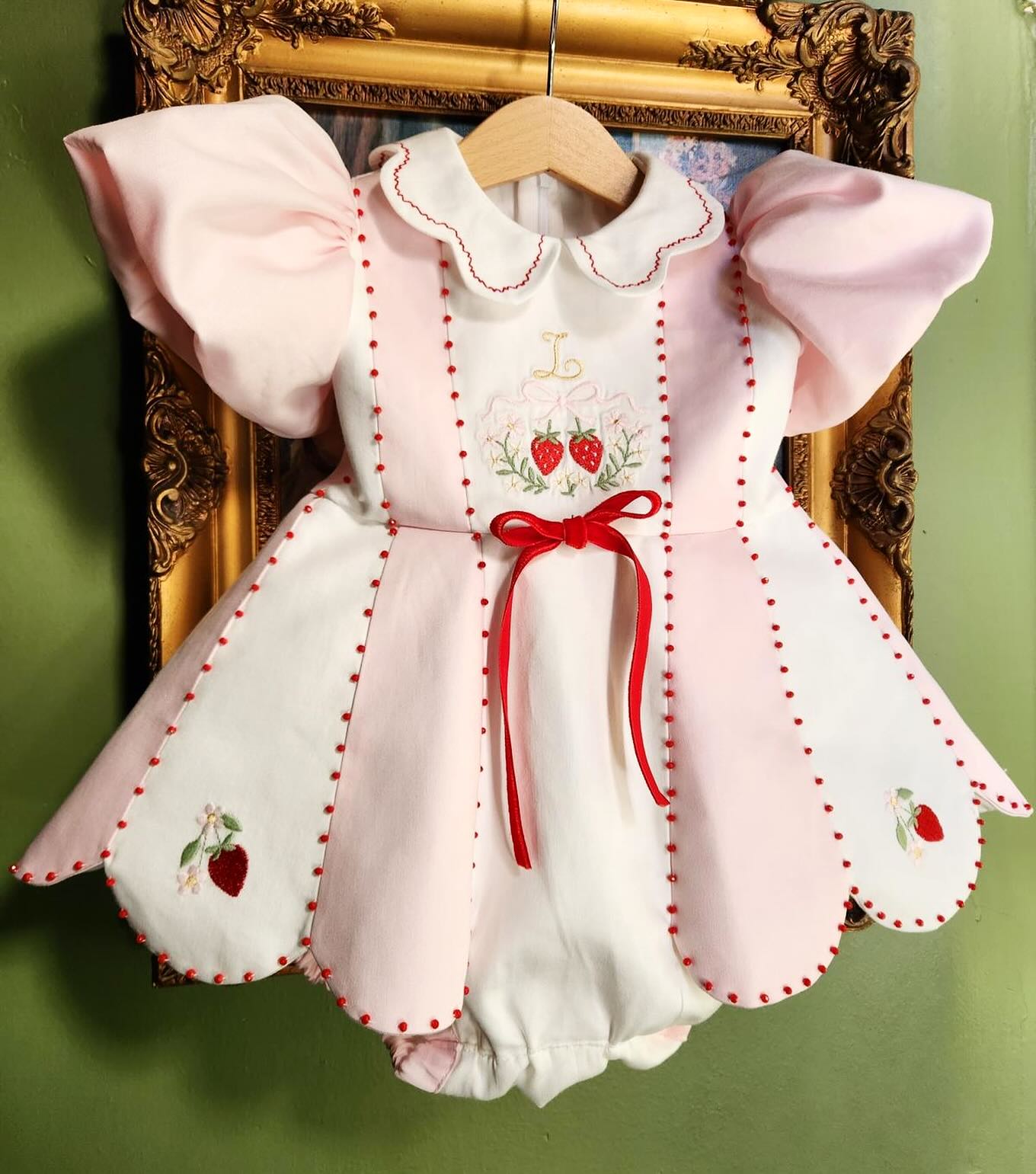 Satin Pearl Split Joint Short Sleeve Shorts Bodysuit - Pink - 2-3Y - image 1